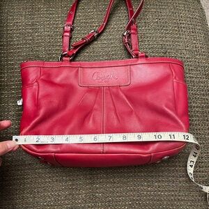 Coach Red Leather Gathered Shoulder Bag